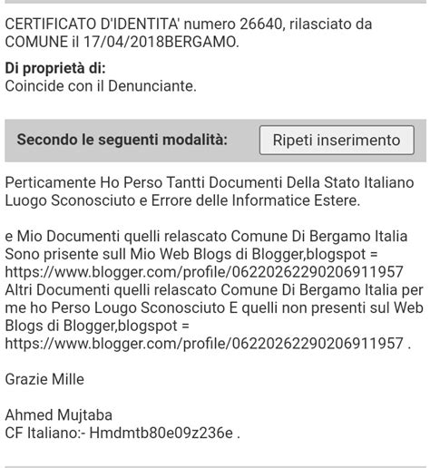 denuncia via italia.